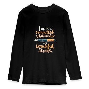 Calligraphy - Teenager Premium Organic Long Sleeve Shirt - black - Front - AI Model Kid Female (0cm)