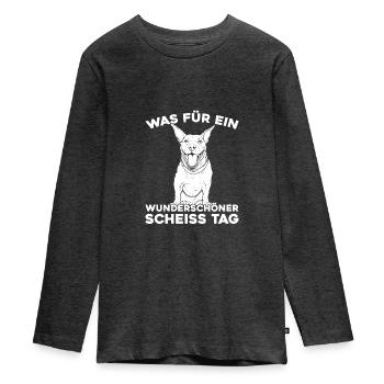 Bull Terriers, please keep your mouth shut - Teenager Premium Organic Long Sleeve Shirt - heather anthracite - Front - AI Model Kid Female (0cm)