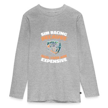 Sim Racing - T-shirt manches longues Premium Ado - gris chiné - Devant