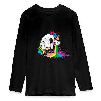 Caca Licorne Caca Passer Breaking Drôle - T-shirt manches longues Premium Ado - noir - Devant - AI Model Kid Female (0cm)