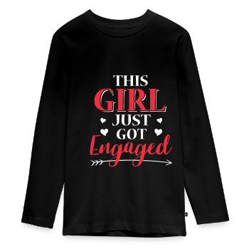 Bague de fiançailles fiancée - T-shirt manches longues Premium Ado - noir - Devant - AI Model Kid Female (0cm)