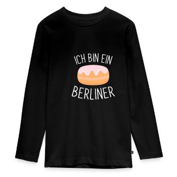 ich bin ein Berliner JFK Berliner Berlin wa - Teenager Premium Bio Langarmshirt - Schwarz - Vorne - AI Model Kid Female (0cm)