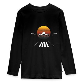Pilote avion aéroport aviation mouche aviateur - T-shirt manches longues Premium Ado - noir - Devant - AI Model Kid Female (0cm)
