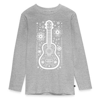Dessin de ukulélé - T-shirt manches longues Premium Ado - gris chiné - Devant