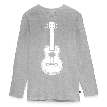 Dessin de ukulélé - T-shirt manches longues Premium Ado - gris chiné - Devant