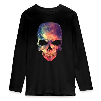 Universe - Space - Galaxy Skull - Teenager Premium Bio Langarmshirt - Schwarz - Vorne - AI Model Kid Female (0cm)
