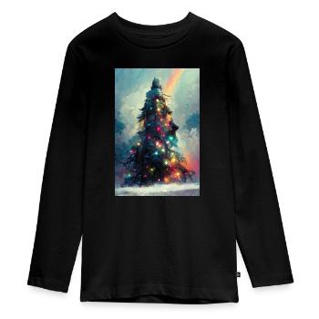 Lebendiger Weihnachtsbaum - Teenager Premium Bio Langarmshirt - Schwarz - Vorne - AI Model Kid Female (0cm)