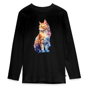 Pastell Katze - Teenager Premium Bio Langarmshirt - Schwarz - Vorne - AI Model Kid Female (0cm)