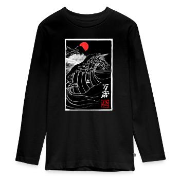 manga banzai large - T-shirt manches longues Premium Ado - noir - Devant - AI Model Kid Female (0cm)