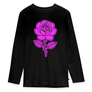 Rose Contour - T-shirt manches longues Premium Ado - noir - Devant - AI Model Kid Female (0cm)