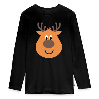 christmas snow reindeer - Teenager Premium Organic Long Sleeve Shirt - black - Front - AI Model Kid Female (0cm)