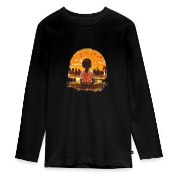 Cheval Chevaux Équitation Cavalier Cavalier Fille Cheval - T-shirt manches longues Premium Ado - noir - Devant - AI Model Kid Female (0cm)