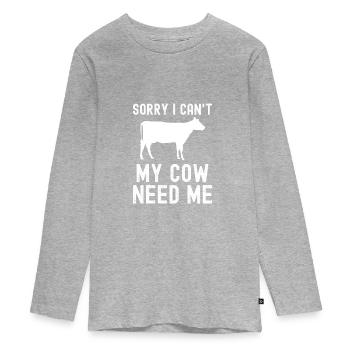 cow - Teenager Premium Organic Long Sleeve Shirt - heather grey - Front
