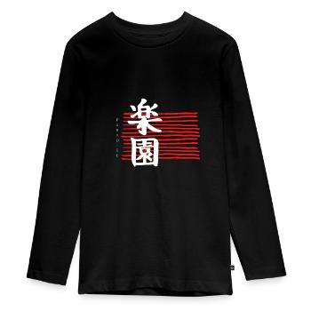 Kanji Japan Characters Paradise / Paradise - Teenager Premium Organic Long Sleeve Shirt - black - Front - AI Model Kid Female (0cm)