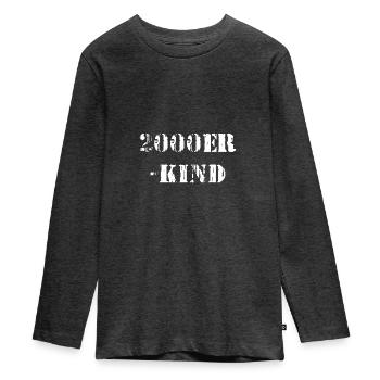 2000ER KIND - Teenager Premium Bio Langarmshirt - Anthrazit meliert - Vorne - AI Model Kid Female (0cm)
