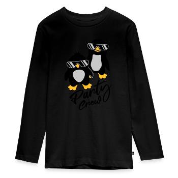 Amis de l’équipage de pingouin - T-shirt manches longues Premium Ado - noir - Devant - AI Model Kid Female (0cm)
