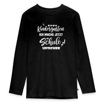 Einschulung Schuleinführung Schulkind - Teenager Premium Bio Langarmshirt - Schwarz - Vorne - AI Model Kid Female (0cm)