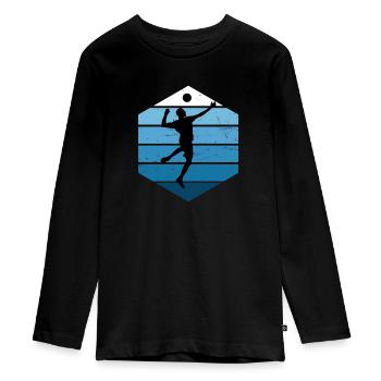 Herren Faustballspieler Volleyball Fistball - Teenager Premium Bio Langarmshirt - Schwarz - Vorne - AI Model Kid Female (0cm)