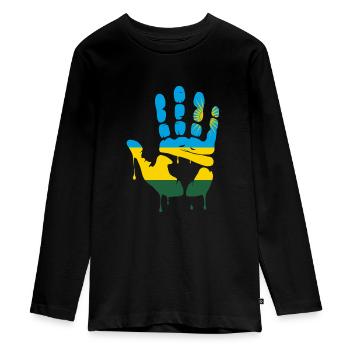Gib mir Fünf Ruanda - Teenager Premium Bio Langarmshirt - Schwarz - Vorne - AI Model Kid Female (0cm)