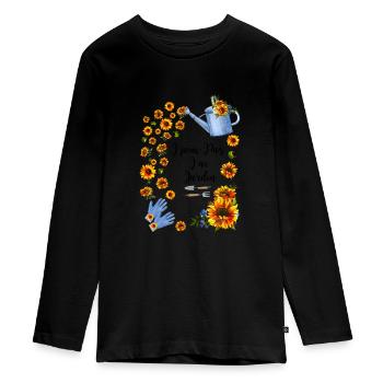 JARDINAGE GARDEN TOURNESOL SUNFLOWER - T-shirt manches longues Premium Ado - noir - Devant - AI Model Kid Female (0cm)