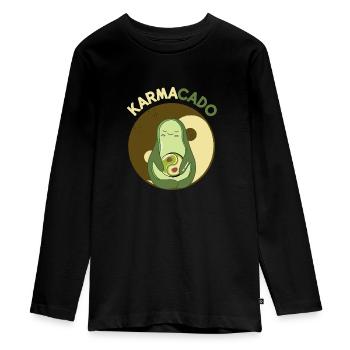 Avocat Karmacado Méditation Végétalienne Namaste Karma - T-shirt manches longues Premium Ado - noir - Devant - AI Model Kid Female (0cm)