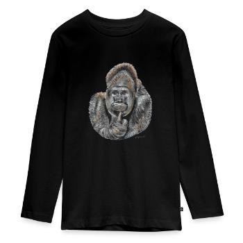 gorilla - Teenager Premium Organic Long Sleeve Shirt - black - Front - AI Model Kid Female (0cm)