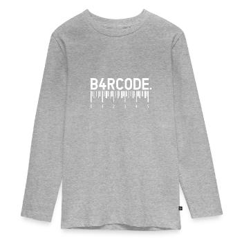 B4RCODE. Measure - Teenager Premium Organic Long Sleeve Shirt - heather grey - Front