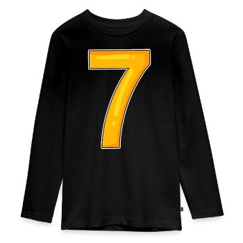 Zahl Sieben - Zahl 7 Nummer - Teenager Premium Bio Langarmshirt - Schwarz - Vorne - AI Model Kid Female (0cm)