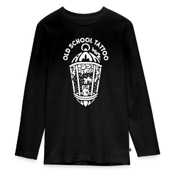 Old school tattoo rain cloud in lantern - Teenager Premium Organic Long Sleeve Shirt - black - Front - AI Model Kid Female (0cm)