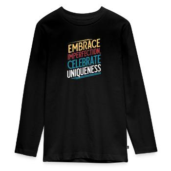 Embrassez l’imperfection, célébrez l’unicité - T-shirt manches longues Premium Ado - noir - Devant - AI Model Kid Female (0cm)
