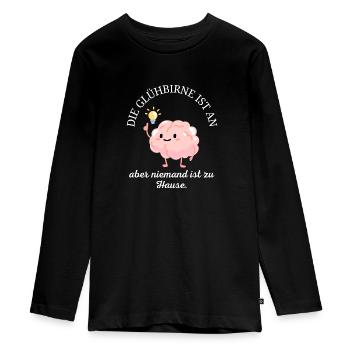 Dummer Spruch Dumm gelaufen, wie immer Gehirn - Teenager Premium Bio Langarmshirt - Schwarz - Vorne - AI Model Kid Female (0cm)