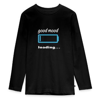 good mood loading... - Teenager Premium Organic Long Sleeve Shirt - black - Front - AI Model Kid Female (0cm)