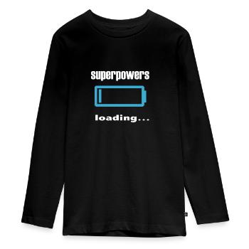 Superkräfte laden... - Teenager Premium Bio Langarmshirt - Schwarz - Vorne - AI Model Kid Female (0cm)