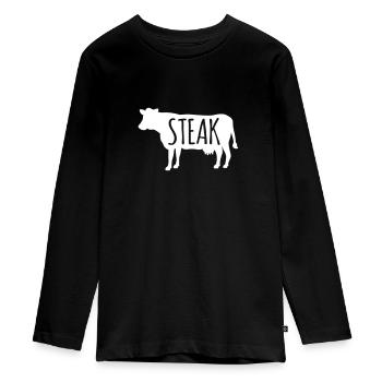 Steak - Teenager Premium Bio Langarmshirt - Schwarz - Vorne - AI Model Kid Female (0cm)