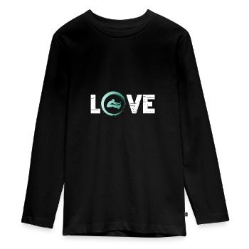Sporty Hobby Leidenschaft Weitsprung - Teenager Premium Bio Langarmshirt - Schwarz - Vorne - AI Model Kid Female (0cm)