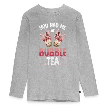 Boba Tea Pearl Milk Yummy Mug - Teenager Premium Organic Long Sleeve Shirt - heather grey - Front