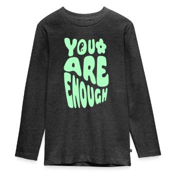 Vous êtes assez - T-shirt manches longues Premium Ado - anthracite chiné - Devant - AI Model Kid Female (0cm)