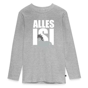 ALLES ISI - Teenager Premium Bio Langarmshirt - Grau meliert - Vorne