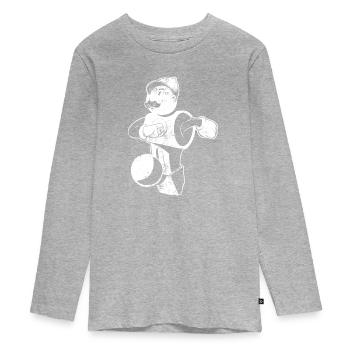 Tischfußball - Teenager Premium Bio Langarmshirt - Grau meliert - Vorne