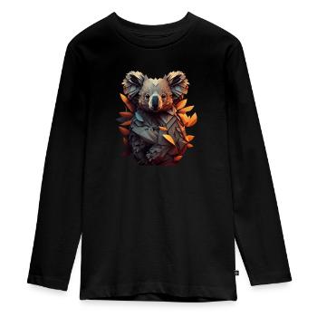 Space Koala - Teenager Premium Organic Long Sleeve Shirt - black - Front - AI Model Kid Female (0cm)