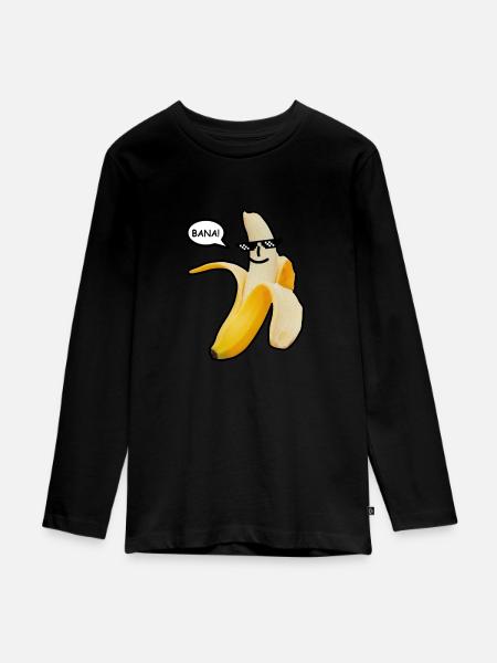Banane - Teenager Premium Bio Langarmshirt - Schwarz