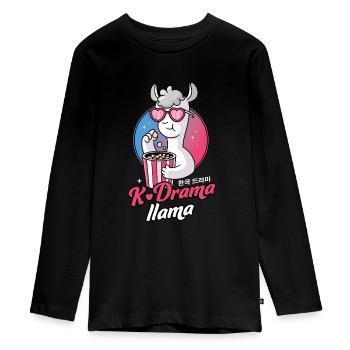 K-Drama Lama - T-shirt manches longues Premium Ado - noir - Devant - AI Model Kid Female (0cm)