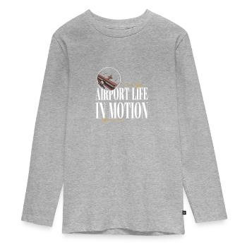 Airport Life in Motion Flughafen Leben & Fahrzeuge - Teenager Premium Bio Langarmshirt - Grau meliert - Vorne