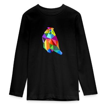 Murmeltier Biber Regenbogen Tiere Polygon - Teenager Premium Bio Langarmshirt - Schwarz - Vorne - AI Model Kid Female (0cm)