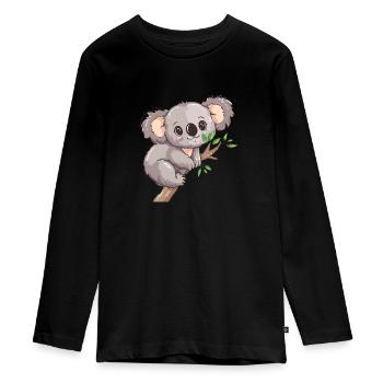 Happy koala ours koala sur bambou - T-shirt manches longues Premium Ado - noir - Devant - AI Model Kid Female (0cm)