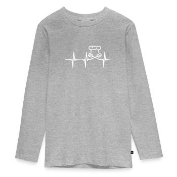 Battement de coeur - T-shirt manches longues Premium Ado - gris chiné - Devant