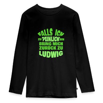 Ludwig als Jungesellenabschied - Teenager Premium Bio Langarmshirt - Schwarz - Vorne - AI Model Kid Female (0cm)