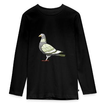 Dove Geometric Bird - Teenager Premium Organic Long Sleeve Shirt - black - Front - AI Model Kid Female (0cm)