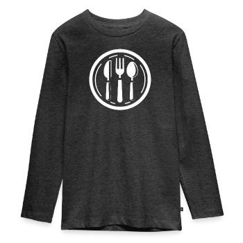 Couverts, Couteau, Fourchette, Cuillère - T-shirt manches longues Premium Ado - anthracite chiné - Devant - AI Model Kid Female (0cm)