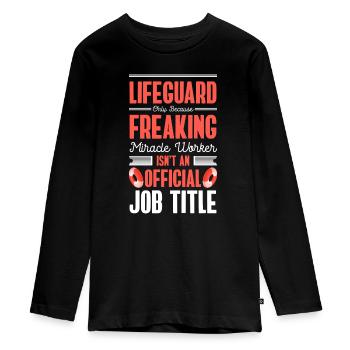 Lifeguard Outdoor Pool Sea Profession - Teenager Premium Organic Long Sleeve Shirt - black - Front - AI Model Kid Female (0cm)